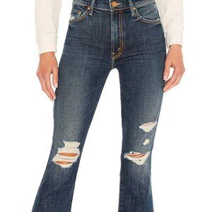 MOTHER Dark Blue Distressed Ankle Jeans
